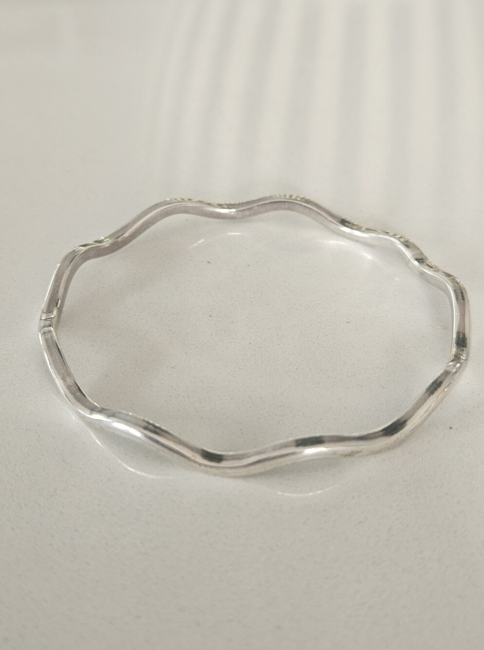 Vintage Designer H2 Sterling Silver Wavy Bangle Bracelet